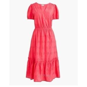 J. Crew Eyelet Coral Midi Dress